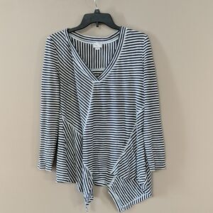 ANTHROPOLOGIE POSTMARK ASYMMETRICAL HEM STRIPED LO